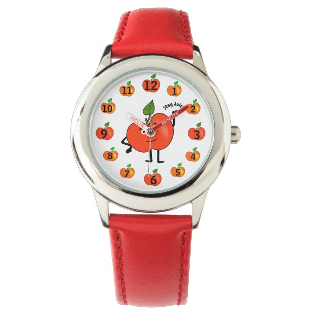 Stay Juicy – Cute Red Apple Armbandsur (Framsida)