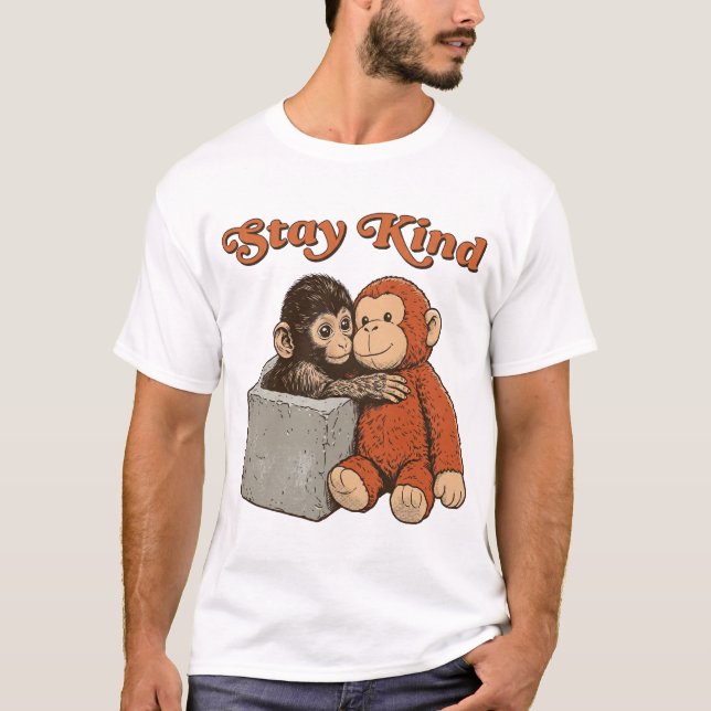 Stay Kind Baby Monkey Punch T Shirt (Framsida)