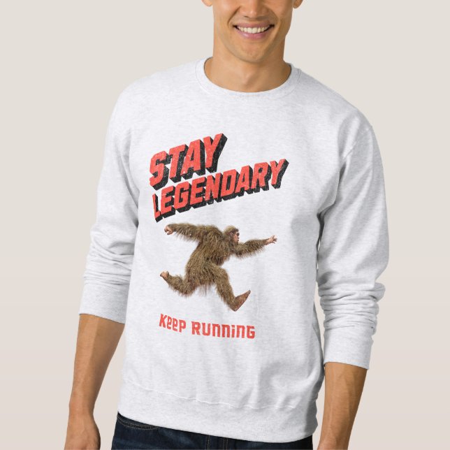 Stay Legendary, Keep Running Funny Bigfoot Lång Ärmad Tröja (Framsida)