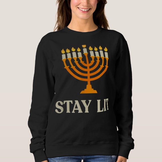 Stay Lit Hanukkah Menorah Jewish Chanukkah Dreidel T Shirt (Framsida)