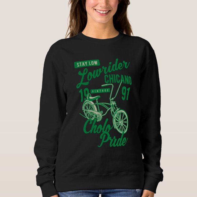 Stay Low Cholo Pride Chicano Lowrider Bicycle Retr T Shirt (Framsida)