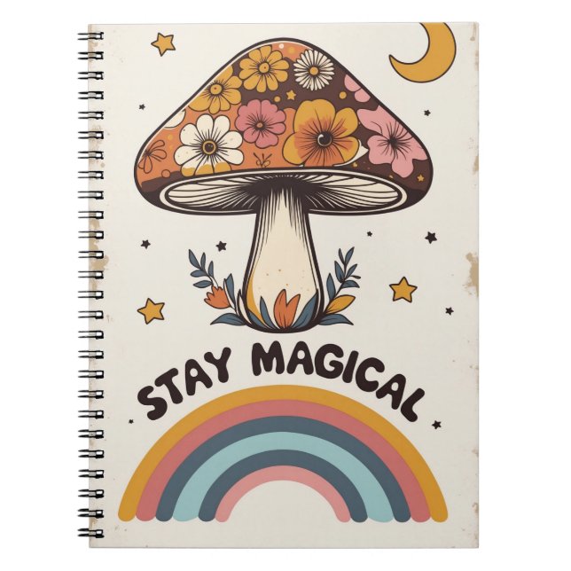 Stay Magical Mushroom Notebook | Boho Cute Journal Anteckningsbok (Framsidan)