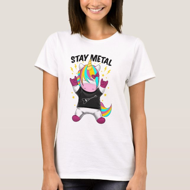 Stay metal unicorn t shirt (Framsida)