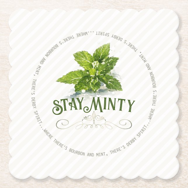 Stay Minty Derby Party Cute Saying Watercolor Underlägg Papper (Framsida)