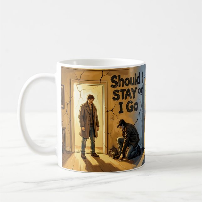 Stay or Go Konflikt Scen Poster Kaffemugg (Vänster)
