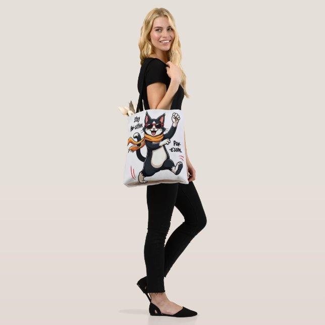 Stay Paw-sitive Cat | Uplifting Feline Humor Art Tygkasse (På modell)