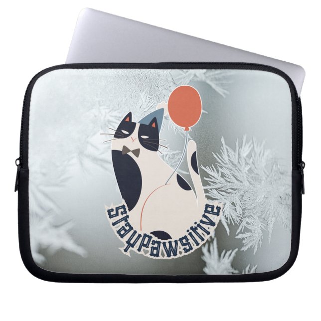 Stay Pawsitive Cat Illustration 10 Inch Laptop Tab Fodral (Framsidan)