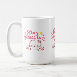 Stay Pawsitive – Cute Cat Motivational Quote Desig Kaffemugg