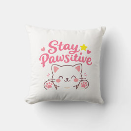 Stay Pawsitive – Cute Cat Motivational Quote Desig Kudde