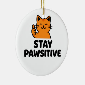 stay pawsitive cute Ginger cat ornament