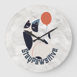 Stay Pawsitive | Dapper Tuxedo Cat Whimsical Acryl Stor Klocka