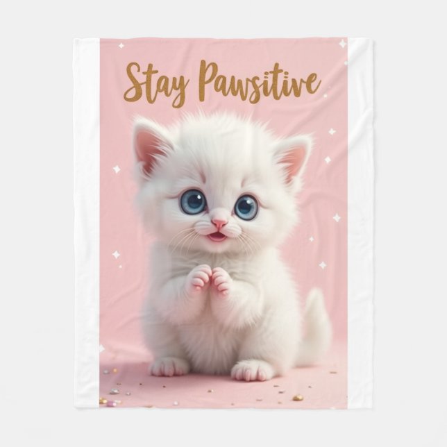 Stay Pawsitive – Diseño adorable de gatito motivad Fleecefilt (Framsidan)