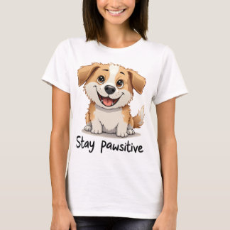 Stay Pawsitive: Drawing of a Dog with a Big Grin T Shirt