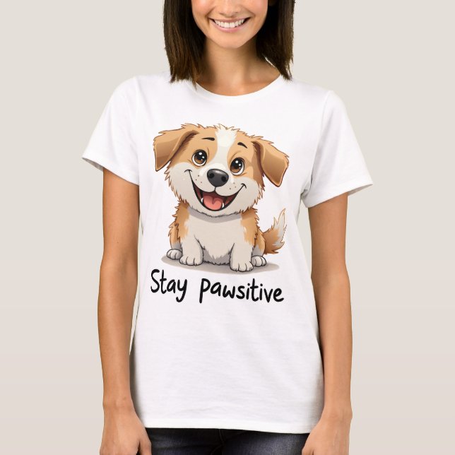 Stay Pawsitive: Drawing of a Dog with a Big Grin T Shirt (Framsida)