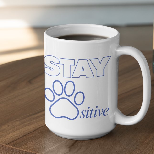 Stay Pawsitive in Blue  Kaffemugg (Skapare uppladdad)