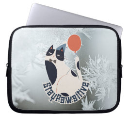 Stay Pawsitive Katt Illustration 10 Tums Bärbar Da Laptop Fodral