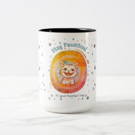 Stay Pawsitive Kattmugg Minimalistisk Present Två-Tonad Mugg