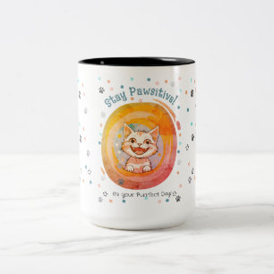 Stay Pawsitive Kattmugg Minimalistisk Present Två-Tonad Mugg