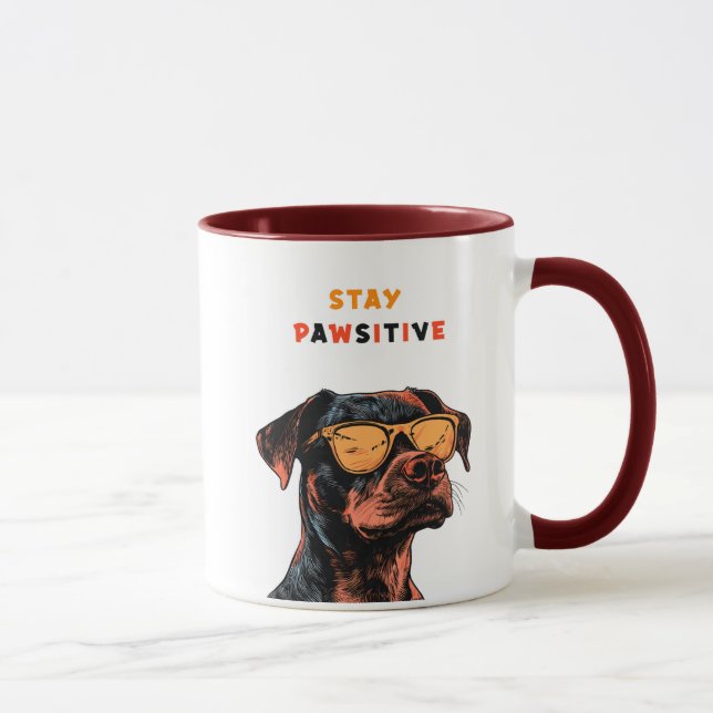Stay Pawsitive Mug – Cool Dog with Sunglasses Illu Mugg (Höger)