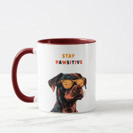 Stay Pawsitive Mug – Cool Dog with Sunglasses Illu Mugg