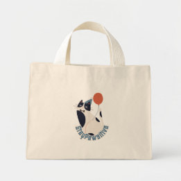 Stay Pawsitive Tuxedo Cat Birthday Party Tiny Tote Mini Tygkasse