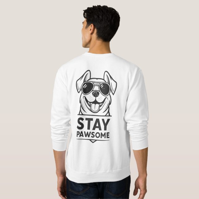 Stay Pawsome – Cool Dog with Sunglasses Funny  Lång Ärmad Tröja (Hel baksida)