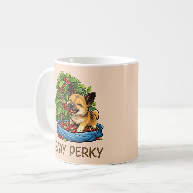 Stay Perky Cute Dog Ceramic Coffee Mug Kaffemugg (Framsida vänster)