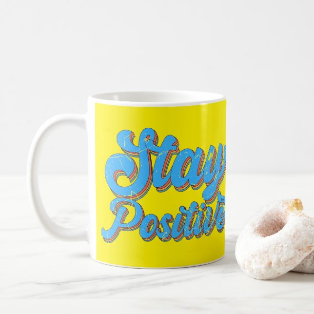 STAY POSITIVE 70:s typografi-retrodesign Kaffemugg (Med munk)