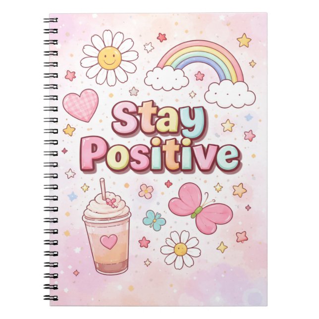 Stay Positive Cute Notebook –  Anteckningsbok (Framsidan)