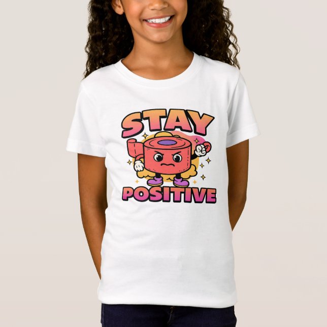 Stay Positive | Funny Retro Cartoon Motivational T Shirt (Framsida)