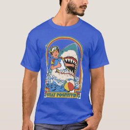 Stay Positive – Funny Retro Diver in Shark’s Mouth T Shirt
