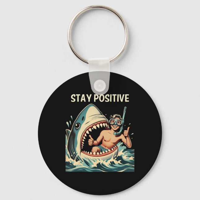 Stay Positive Haj Fågel  Nyckelring (Framsida)