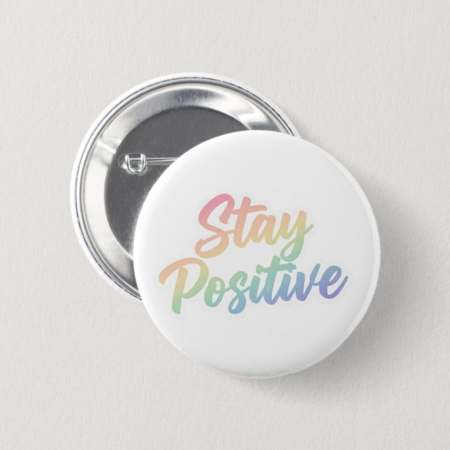Stay Positive Pastel Regnbåge Typografi Design  Knapp (Framsida & baksida)