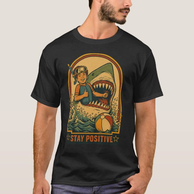 Stay Positive retro T Shirt (Framsida)
