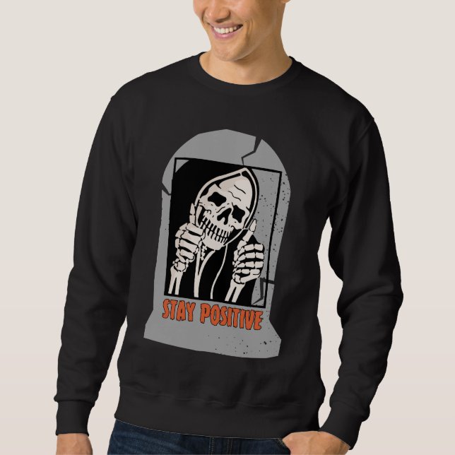 STAY POSITIVE SKELETON LÅNG ÄRMAD TRÖJA (Framsida)