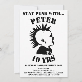 STAY PUNK Pojkarnas Födelsedagsfest Inbjudningskor Inbjudningar