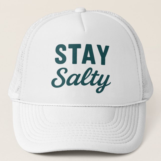Stay Salty - Coastal Teal Beach Bum Graphic Print Keps (Framsida)