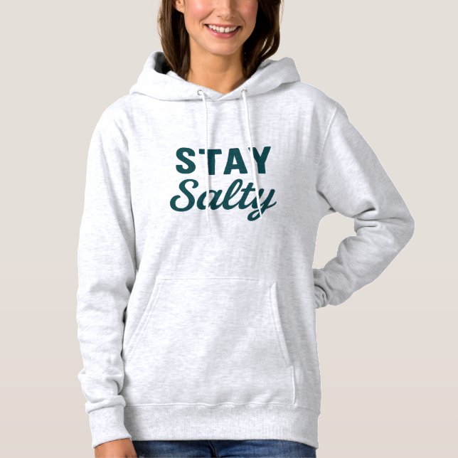 Stay Salty Coastal Teal Ocean Graphic Print Beach T Shirt (Framsida)
