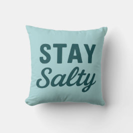 Stay Salty Reversible Teal Sea Glass Coastal Print Kudde