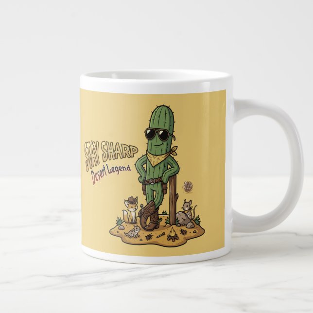 Stay Sharp Desert Legend Cowboy Cactus Illustratio Jumbo Mugg (Höger)