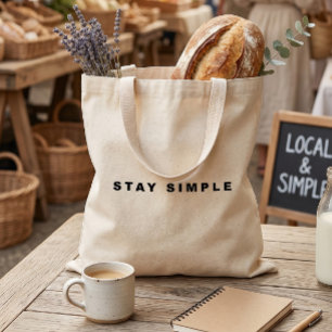 Stay Simple Tote Bag Minimalistisk Estetik Tygkasse