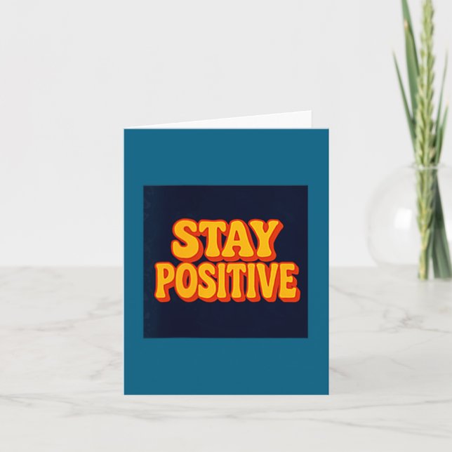 Stay Sitive Motivational Retro Tygraphy  Kort (Framsida)