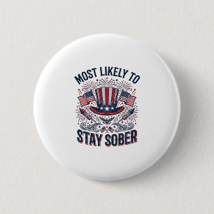 Stay Sober Patriotisk Vintage Eldshow Tröja Desig Knapp