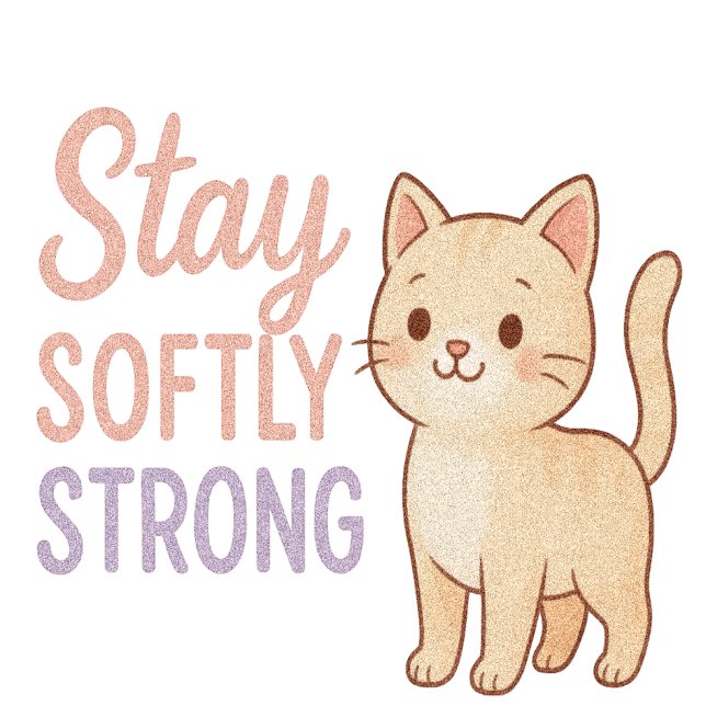 Stay Softly Strong Pastel Cat T-Shirt for Girls (Skapare uppladdad)
