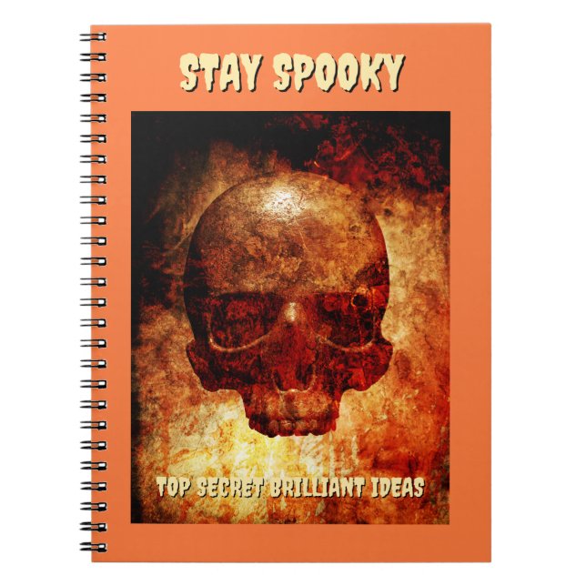 Stay Spooky. Top Secret Ideas. 3D human skull. Anteckningsbok (Framsidan)