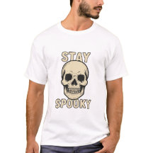 Stay Spooky Vintage Skalle T-Shirt, Tatueringsstil
