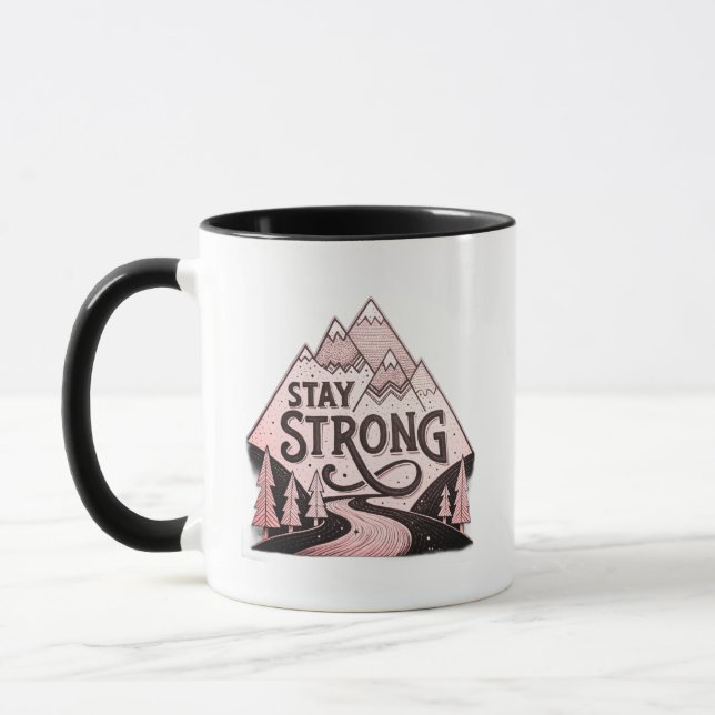 Stay Strong Mountain Hoodie – Minimal geometrisk I Mugg (Vänster)