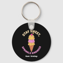 Stay Sweet Sprinkle Kindness Retro Ice Cream Heart Nyckelring