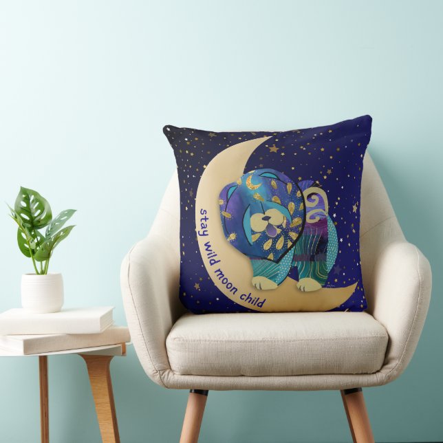 STAY VILD MÅNE CHILD Chow hund napkins Kudde (Stol)