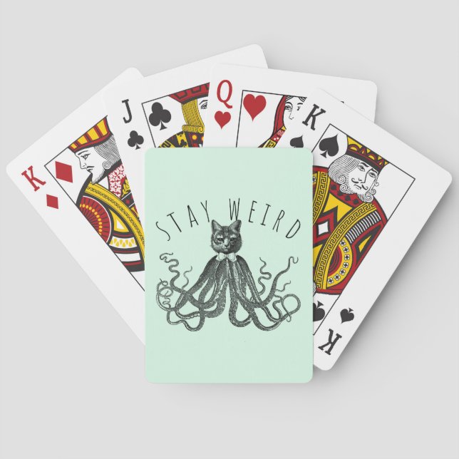 Stay Weird Catopus Cat and Octopus Mashup Casinokort (Baksidan)